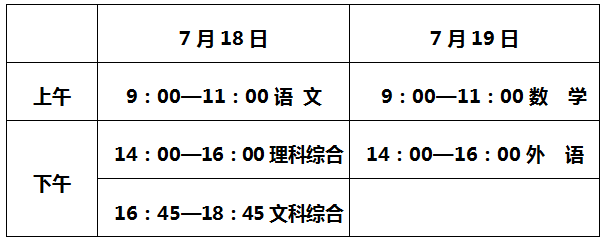 2020年河北省中考时间