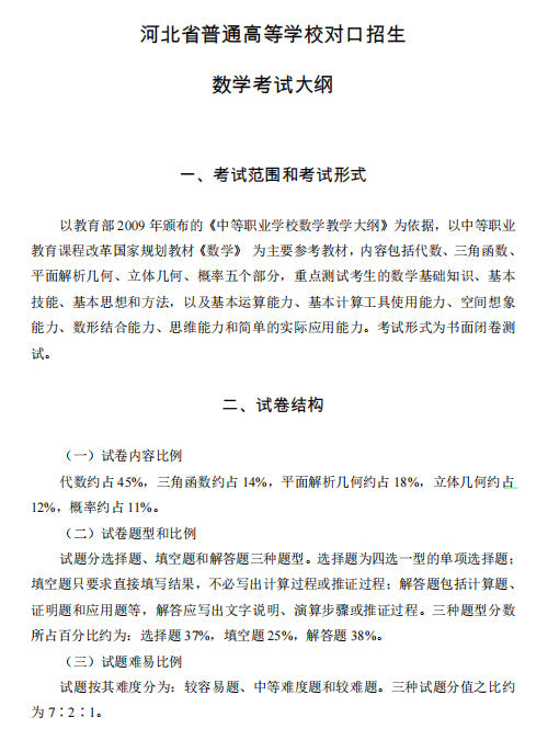 2022年河北省普通高等学校对口招生数学考试大纲第一页.jpg